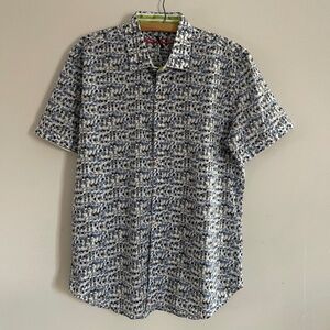 Robert Graham X Collection Blurred Circles Shirt Mens L Blue Geometric Pattern